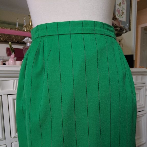 Vintage Pierre Balmain stiped skirt green black - Picture 2 of 4
